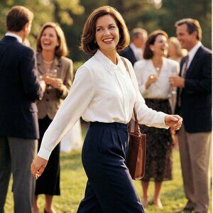 K.B. Lawrence Womens 16 White Lace Collar Blouse Vintage 80s Retro Secretary